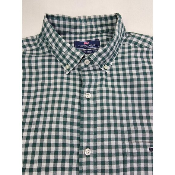 Vineyard Vines Other - Vineyard Vines Classic Fit Size XL Mens Green White Check Tucker Logo Shirt